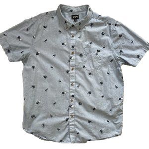 Billabong Button Up Shirt Men XL Blue Flamingo/Moon Tropical